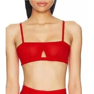 We are HAH Free People Red Mesh Wired Bra Blood Orange Fits Sizes 30-38B